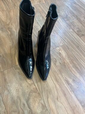 Jeffrey Campbell Black Patent Pointed Toe Ankle Boots